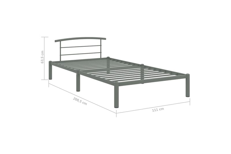 Sengeramme grå metall 100x200 cm - Møbler - Senger - Sengeramme & sengestamme