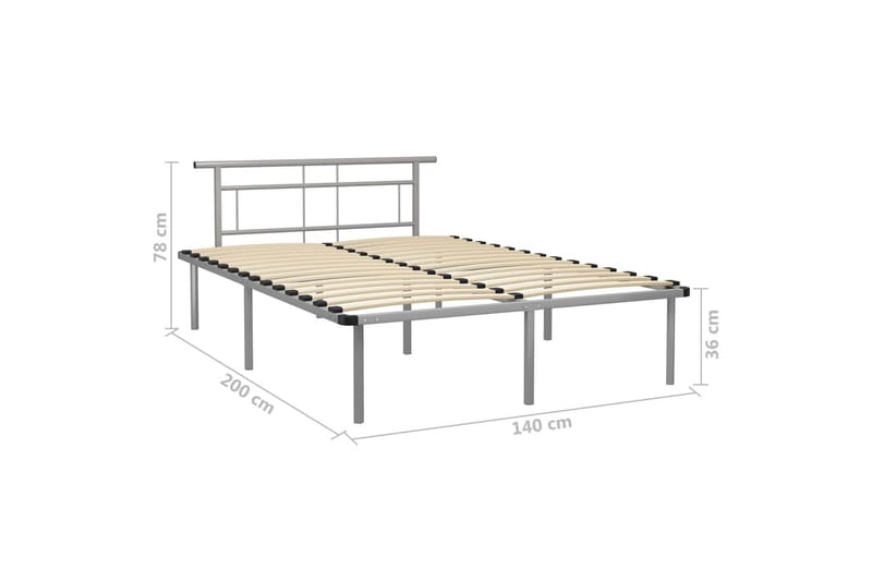 Sengeramme grå metall 140x200 cm - Grå - Møbler - Senger - Sengeramme & sengestamme