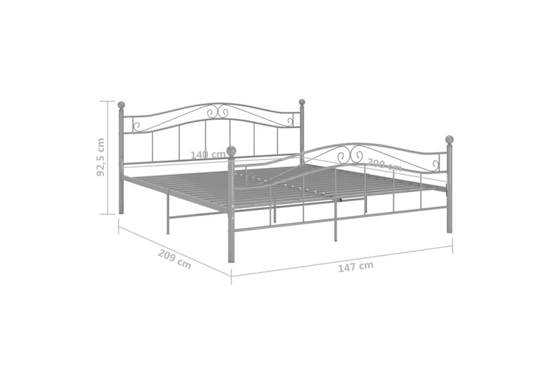 Sengeramme grå metall 140x200 cm - Grå - Møbler - Senger - Sengeramme & sengestamme