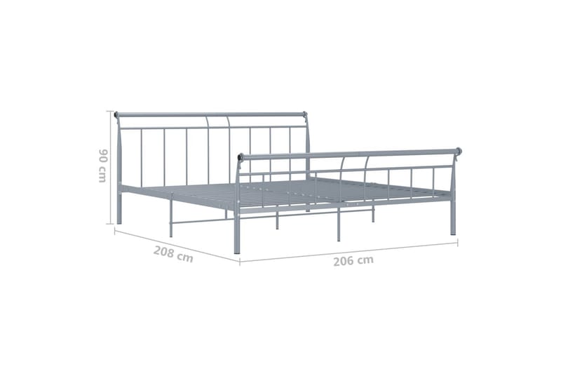 Sengeramme grå metall 200x200 cm - Grå - Møbler - Senger - Sengeramme & sengestamme