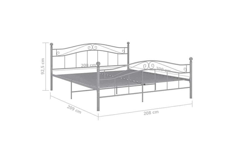 Sengeramme grå metall 200x200 cm - Grå - Møbler - Senger - Sengeramme & sengestamme