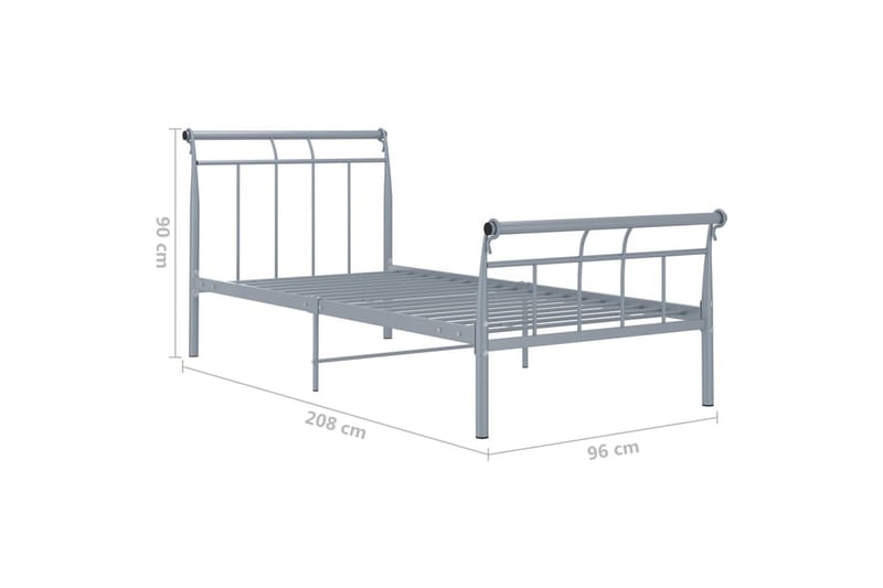 Sengeramme grå metall 90x200 cm - Grå - Møbler - Senger - Sengeramme & sengestamme