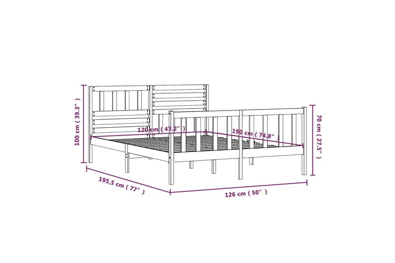 Sengeramme heltre 120x190 cm 4FT Small Double - Brun - Møbler - Senger - Sengeramme & sengestamme