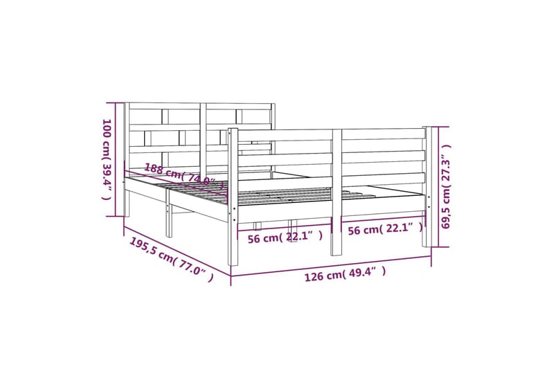 Sengeramme heltre 120x190 cm 4FT Small Double - Brun - Møbler - Senger - Sengeramme & sengestamme