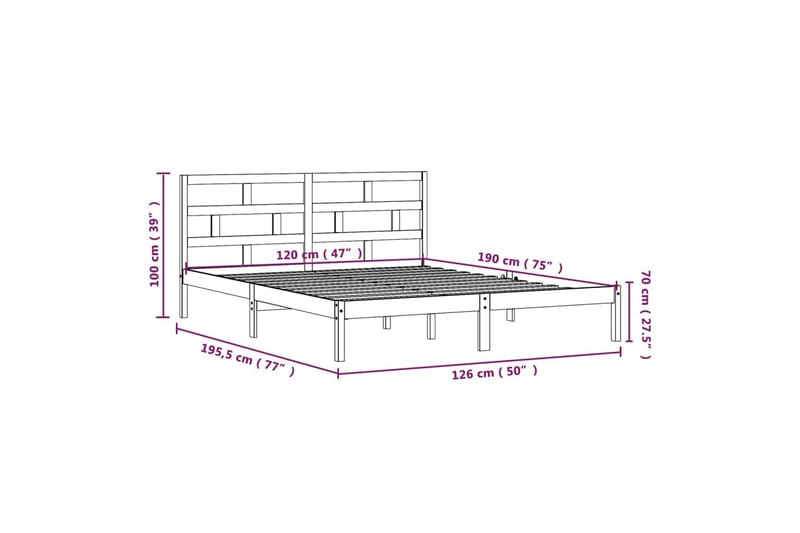 Sengeramme heltre 120x190 cm 4FT Small Double - Brun - Møbler - Senger - Sengeramme & sengestamme