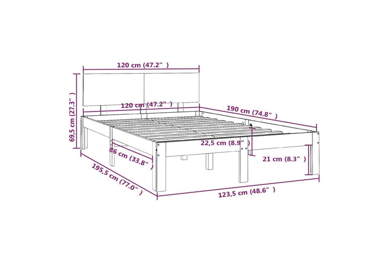 Sengeramme heltre 120x190 cm 4FT Small Double - Brun - Møbler - Senger - Sengeramme & sengestamme