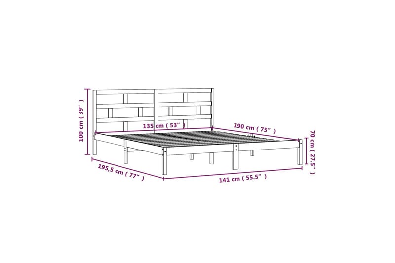 Sengeramme heltre 135x190 cm 4FT6 Double - Brun - Møbler - Senger - Sengeramme & sengestamme