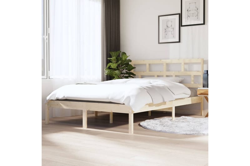 Sengeramme heltre 135x190 cm 4FT6 Double - Brun - Møbler - Senger - Sengeramme & sengestamme