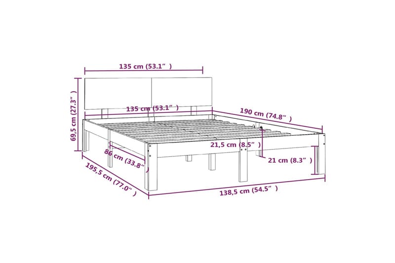 Sengeramme heltre 135x190 cm 4FT6 Double - Brun - Møbler - Senger - Sengeramme & sengestamme