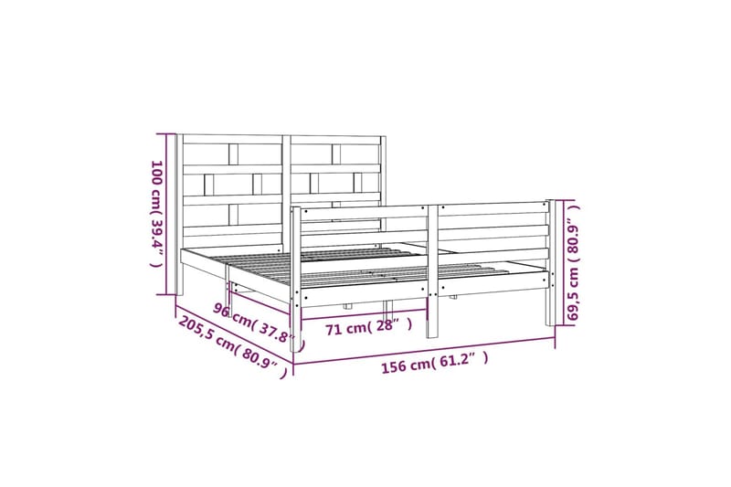 Sengeramme heltre 150x200 cm 5FT King Size - Brun - Møbler - Senger - Sengeramme & sengestamme