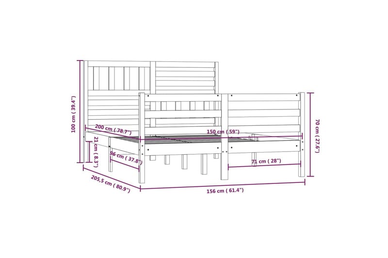 Sengeramme heltre 150x200 cm 5FT King Size - Brun - Møbler - Senger - Sengeramme & sengestamme