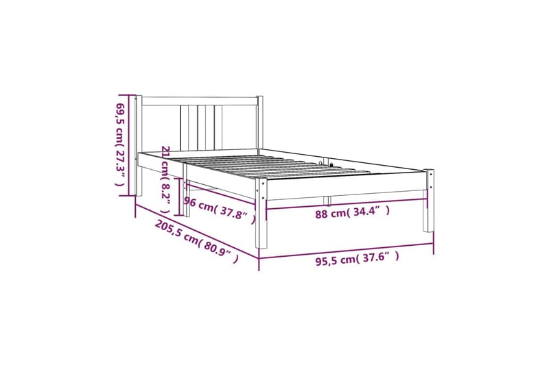 Sengeramme heltre 90x200 cm - Brun - Møbler - Senger - Sengeramme & sengestamme