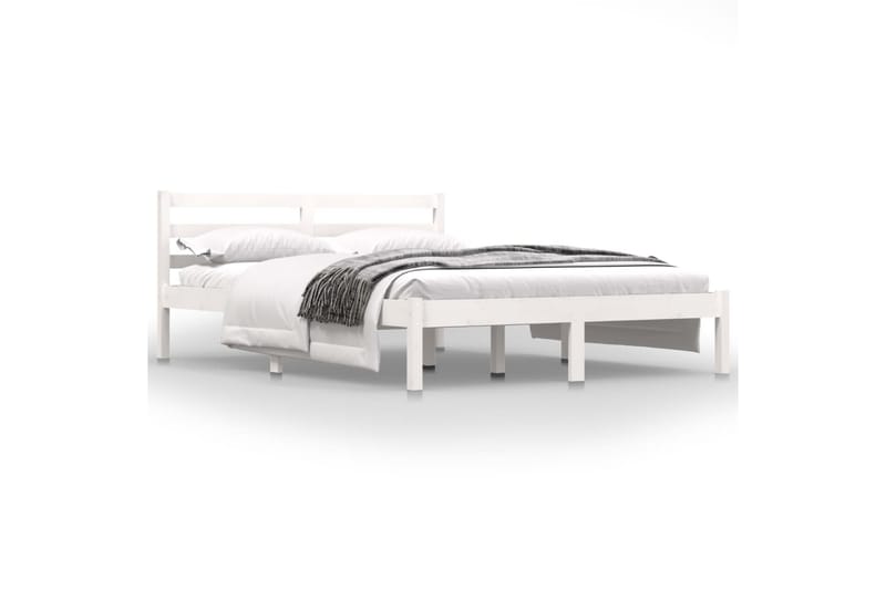 Sengeramme heltre furu 135x190 cm hvit 4FT6 Double - Hvit - Møbler - Senger - Sengeramme & sengestamme