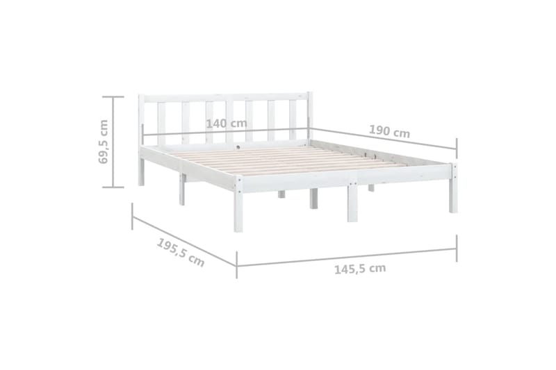 Sengeramme heltre furu 140x190 cm hvit - Hvit - Møbler - Senger - Sengeramme & sengestamme