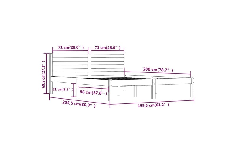 Sengeramme heltre furu 150x200 cm 5FT King Size - Brun - Møbler - Senger - Sengeramme & sengestamme