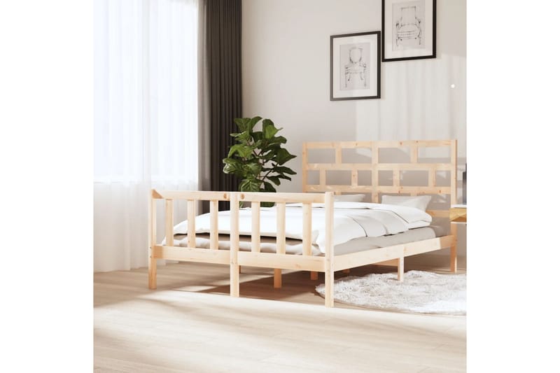 Sengeramme heltre furu 150x200 cm 5FT King Size - Brun - Møbler - Senger - Sengeramme & sengestamme