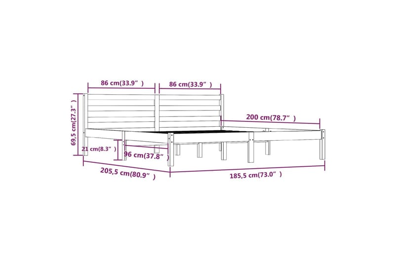 Sengeramme heltre furu 180x200 cm 6FT Super King - Brun - Møbler - Senger - Sengeramme & sengestamme