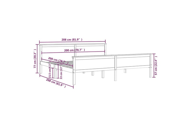 Sengeramme heltre furu 200x200 cm - Brun - Møbler - Senger - Sengeramme & sengestamme