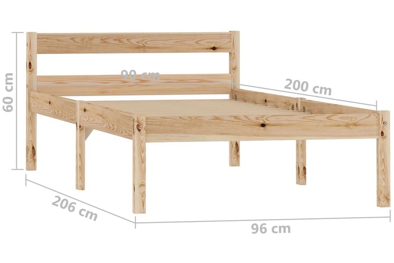 Sengeramme heltre furu 90x200 cm - Brun - Møbler - Senger - Sengeramme & sengestamme