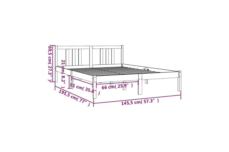 Sengeramme honningbrun heltre 140x190 cm - Brun - Møbler - Senger - Sengeramme & sengestamme