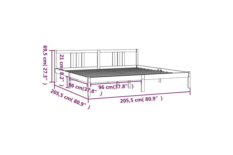 Sengeramme honningbrun heltre 200x200 cm - Brun - Møbler - Senger - Sengeramme & sengestamme