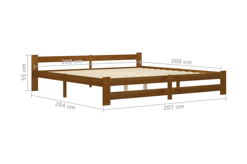 Sengeramme honningbrun heltre furu 200x200 cm - Brun - Møbler - Senger - Sengeramme & sengestamme