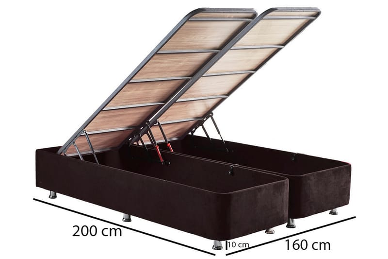 Sengeramme Huanal Dubbel med Sengegavl 160x200 cm - Svart - Møbler - Senger - Sengeramme & sengestamme