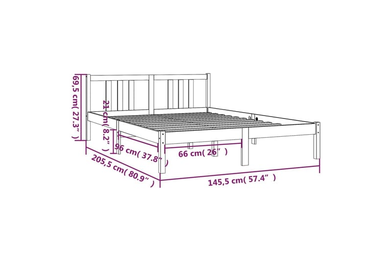 Sengeramme hvit heltre 140x200 cm - Hvit - Møbler - Senger - Sengeramme & sengestamme