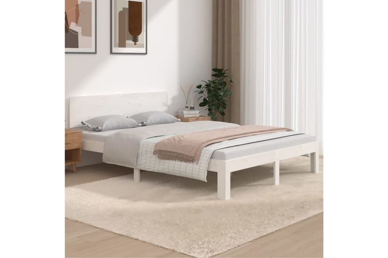 Sengeramme hvit heltre 150x200 cm 5FT King Size - Hvit - Møbler - Senger - Sengeramme & sengestamme