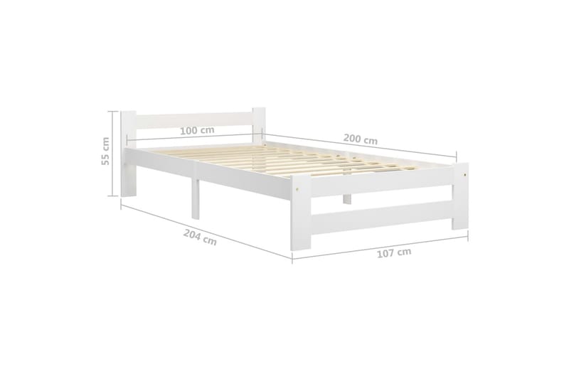 Sengeramme hvit heltre furu 100x200 cm - Hvit - Møbler - Senger - Sengeramme & sengestamme