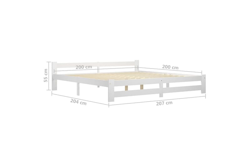 Sengeramme hvit heltre furu 200x200 cm - Hvit - Møbler - Senger - Sengeramme & sengestamme