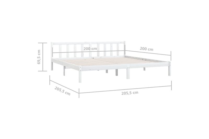 Sengeramme hvit heltre furu 200x200 cm - Hvit - Møbler - Senger - Sengeramme & sengestamme