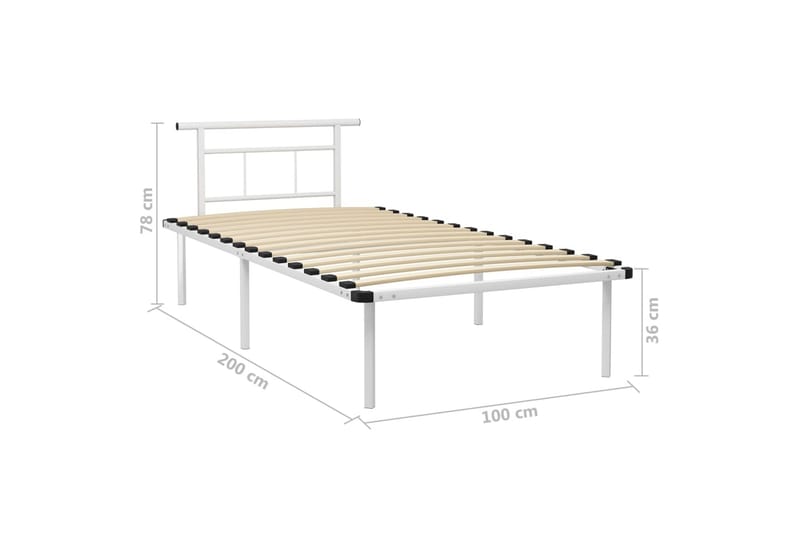 Sengeramme hvit metall 100x200 cm - Hvit - Møbler - Senger - Sengeramme & sengestamme