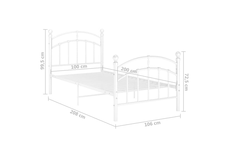 Sengeramme hvit metall 100x200 cm - Hvit - Møbler - Senger - Sengeramme & sengestamme