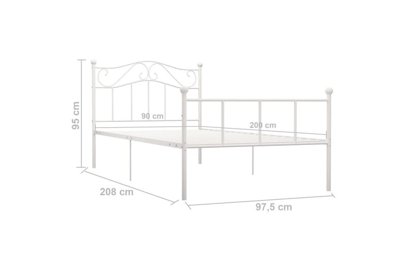 Sengeramme hvit metall 90x200 cm - Hvit - Møbler - Senger - Sengeramme & sengestamme