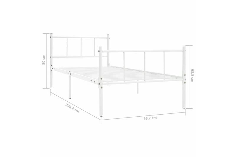 Sengeramme hvit metall 90x200 cm - Møbler - Senger - Sengeramme & sengestamme