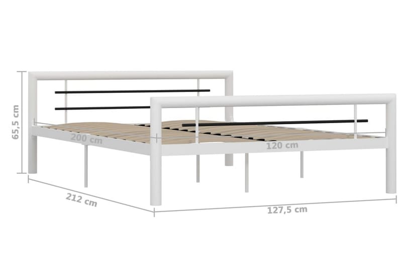 Sengeramme hvit og svart metall 120x200 cm - Hvit - Møbler - Senger - Sengeramme & sengestamme