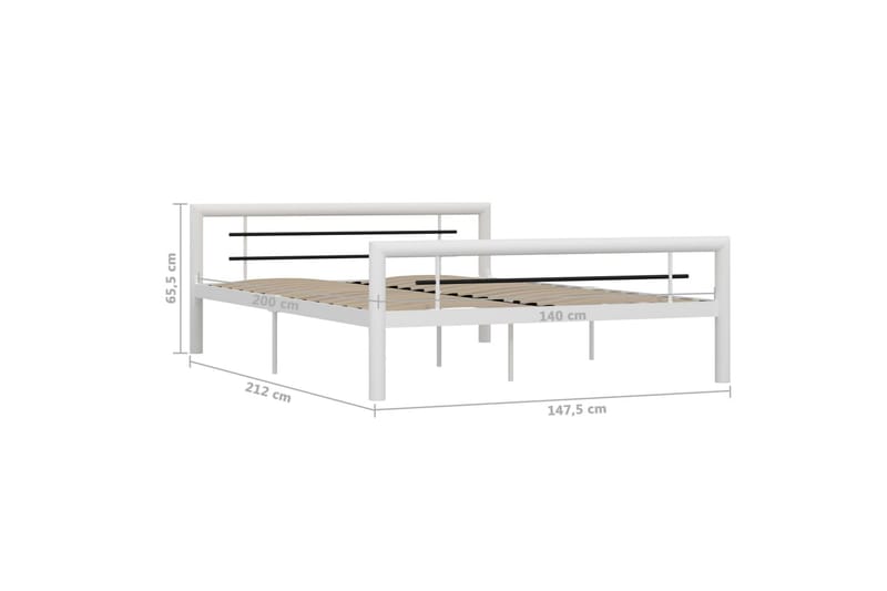 Sengeramme hvit og svart metall 140x200 cm - Hvit - Møbler - Senger - Sengeramme & sengestamme