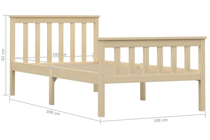 Sengeramme lyst heltre furu 100x200 cm - Møbler - Senger - Sengeramme & sengestamme