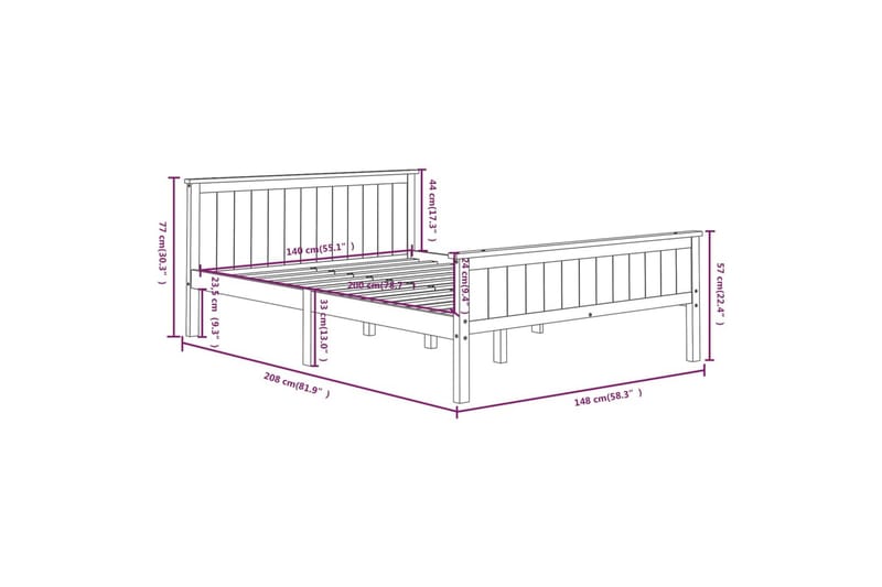 Sengeramme mørkebrun heltre furu 140x200 cm - Brun - Møbler - Senger - Sengeramme & sengestamme