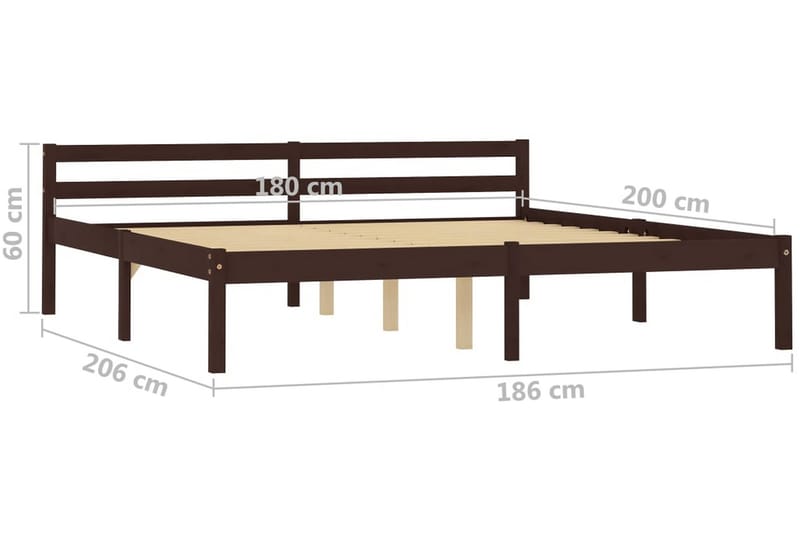 Sengeramme mørkebrun heltre furu 180x200 cm - Brun - Møbler - Senger - Sengeramme & sengestamme