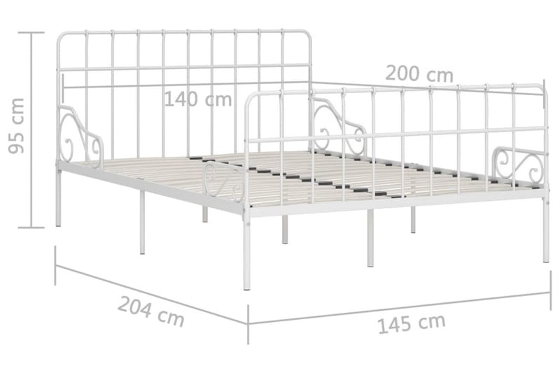 Sengeramme med spilebase hvit metall 140x200 cm - Møbler - Senger - Sengeramme & sengestamme