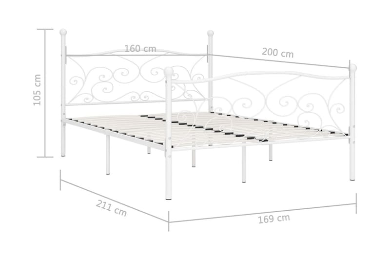 Sengeramme med spilebase hvit metall 160x200 cm - Møbler - Senger - Sengeramme & sengestamme