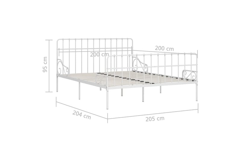 Sengeramme med spilebase hvit metall 200x200 cm - Møbler - Senger - Sengeramme & sengestamme