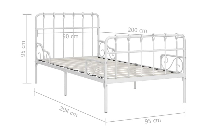 Sengeramme med spilebase hvit metall 90x200 cm - Møbler - Senger - Sengeramme & sengestamme