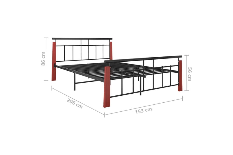 Sengeramme metall og heltre eik 140x200 cm - Svart - Møbler - Senger - Sengeramme & sengestamme