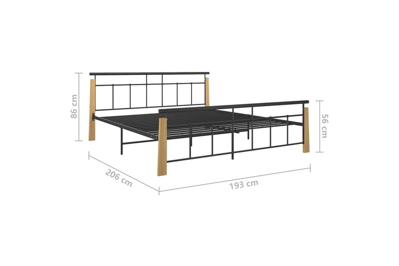 Sengeramme metall og heltre eik 180x200 cm - Svart - Møbler - Senger - Sengeramme & sengestamme