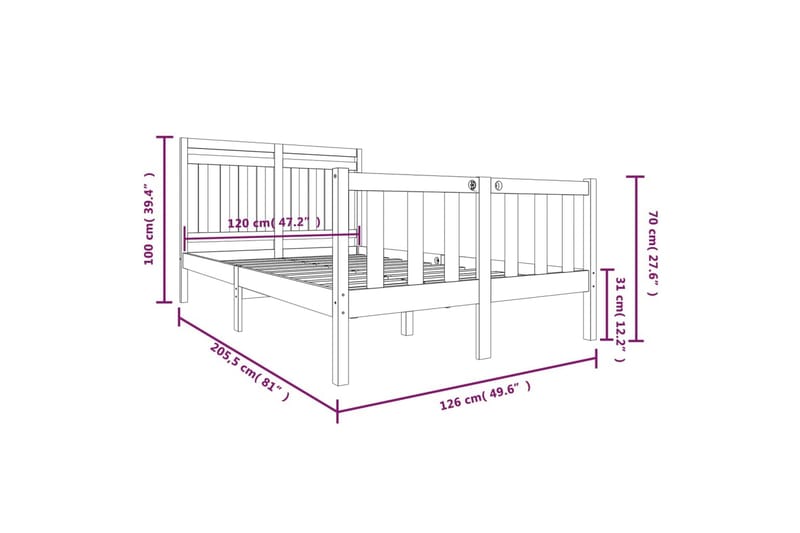 Sengeramme svart heltre 120x200 cm - Svart - Møbler - Senger - Sengeramme & sengestamme