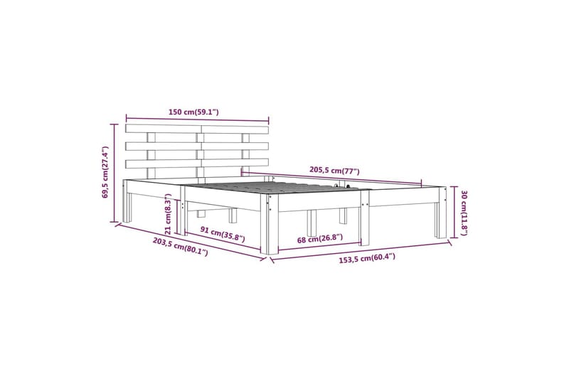 Sengeramme svart heltre 150x200 cm 5FT King Size - Svart - Møbler - Senger - Sengeramme & sengestamme