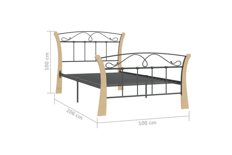 Sengeramme svart metall 100x200 cm - Svart - Møbler - Senger - Sengeramme & sengestamme